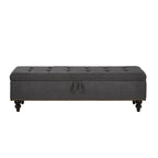 Soft Fabric Upholstery Storage Bench with Solid Wood Legs and Bronze Nails