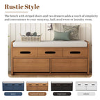 Rustic Storage Bench with 2 Drawers, Hidden Storage Space, and 3 False Drawers at the Top