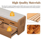 Rustic Storage Bench with 2 Drawers, Hidden Storage Space, and 3 False Drawers at the Top