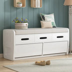 Rustic Storage Bench with 2 Drawers, Hidden Storage Space, and 3 False Drawers at the Top