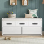 Rustic Storage Bench with 2 Drawers, Hidden Storage Space, and 3 False Drawers at the Top