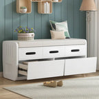 Rustic Storage Bench with 2 Drawers, Hidden Storage Space, and 3 False Drawers at the Top