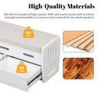 Rustic Storage Bench with 2 Drawers, Hidden Storage Space, and 3 False Drawers at the Top