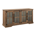 Modern Farmhouse Windowpane Glass-Door TV Stand for TVs up to 65  - Rustic Oak