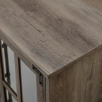 Modern Farmhouse Windowpane Glass-Door TV Stand for TVs up to 65  - Rustic Oak