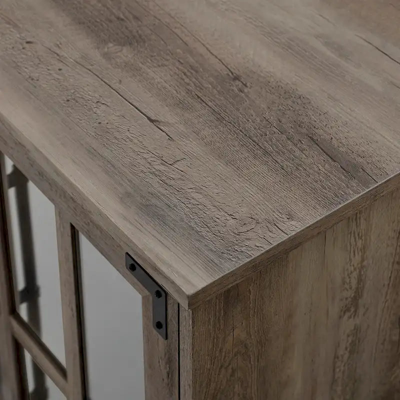 Modern Farmhouse Windowpane Glass-Door TV Stand for TVs up to 65  - Rustic Oak