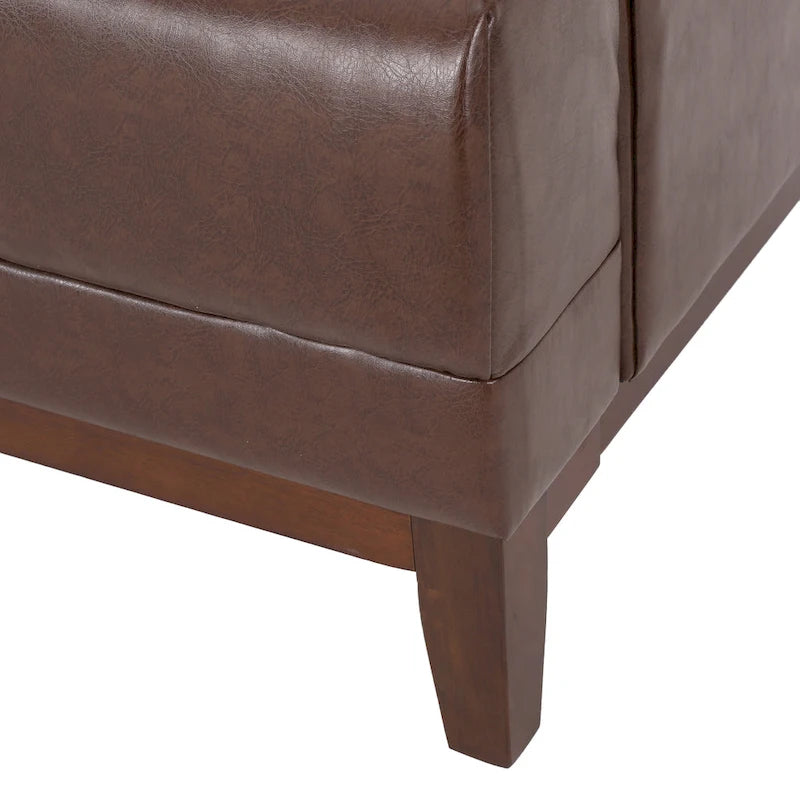 Dark Brown Modern 80.75  Button Tufted 3-Seater Sofa with Wood Legs