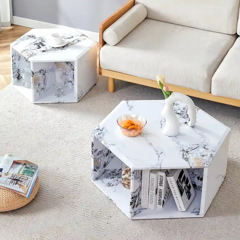 Minimalist patterns hexagonal Coffee Table Set