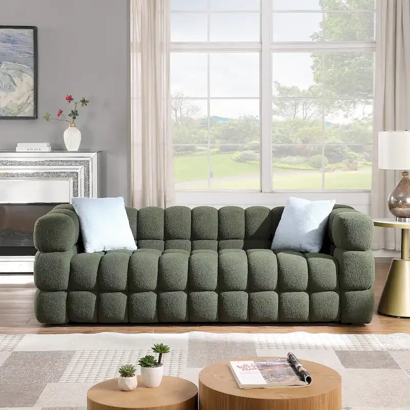 Modern 84.3  Boucle 3-Seater Sofa with Pillows