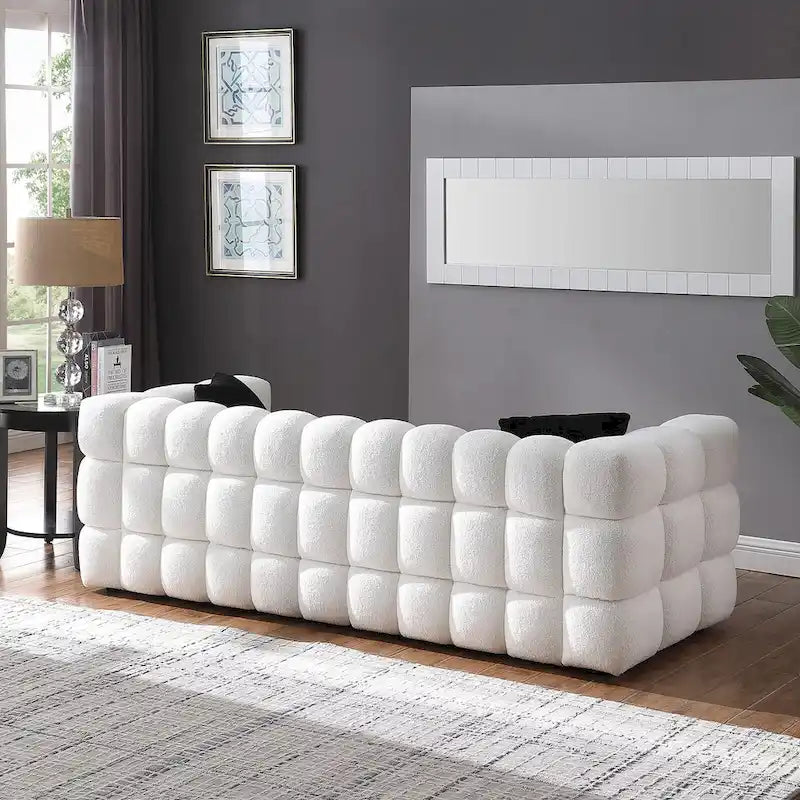 Modern 84.3  Boucle 3-Seater Sofa with Pillows