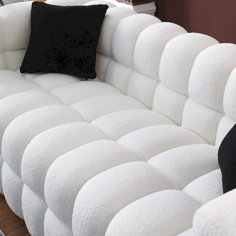 Modern 84.3  Boucle 3-Seater Sofa with Pillows