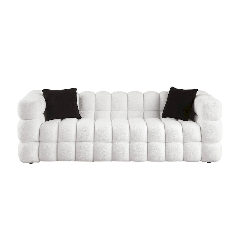 Modern 84.3  Boucle 3-Seater Sofa with Pillows