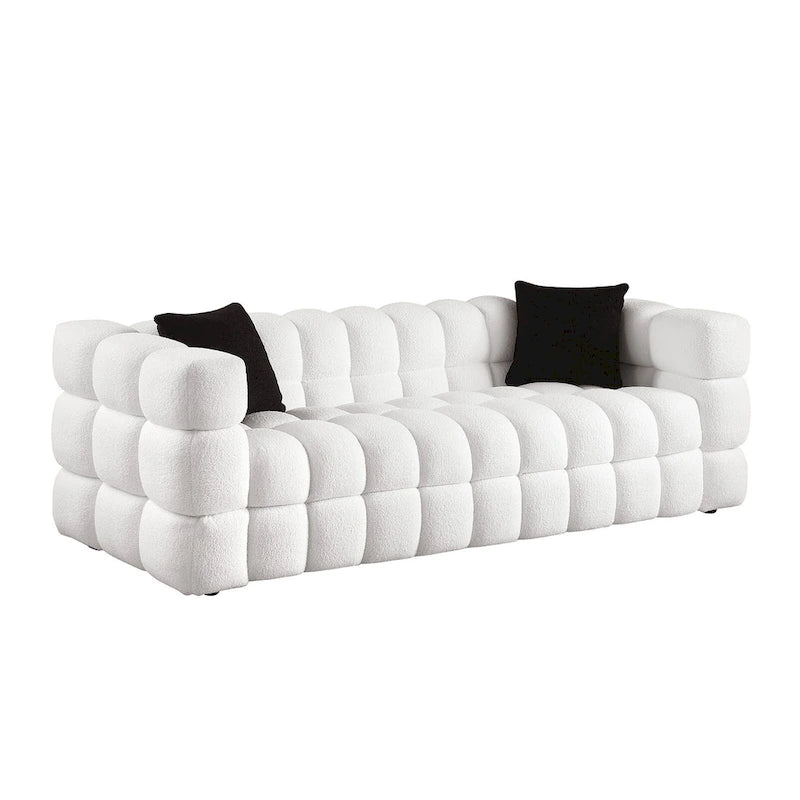 Modern 84.3  Boucle 3-Seater Sofa with Pillows