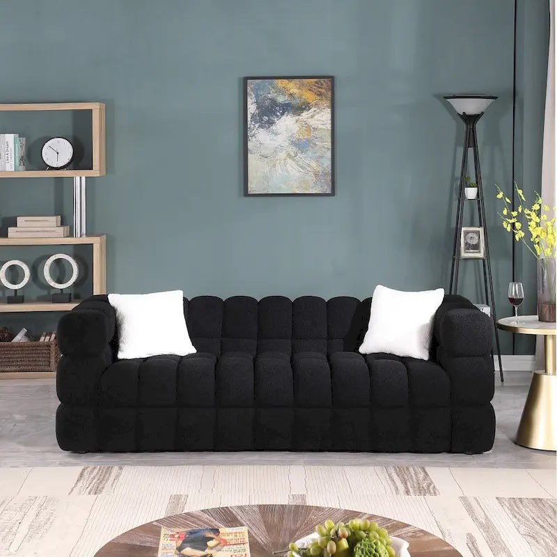 Modern 84.3  Boucle 3-Seater Sofa with Pillows