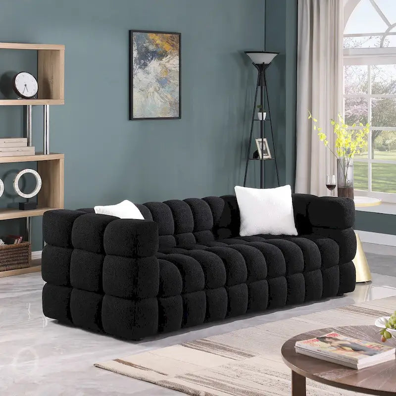 Modern 84.3  Boucle 3-Seater Sofa with Pillows