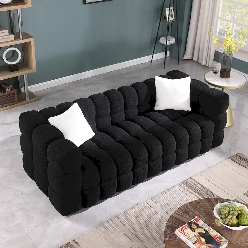 Modern 84.3  Boucle 3-Seater Sofa with Pillows