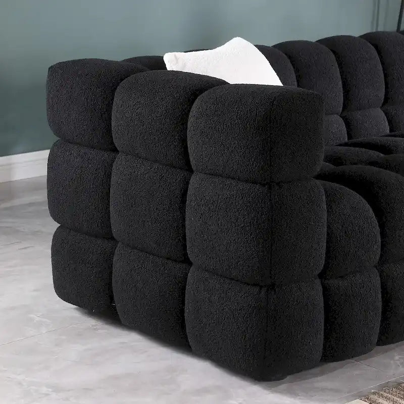 Modern 84.3  Boucle 3-Seater Sofa with Pillows