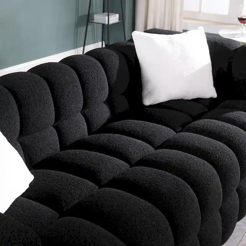 Modern 84.3  Boucle 3-Seater Sofa with Pillows