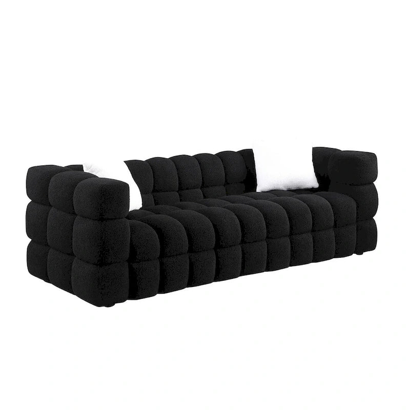 Modern 84.3  Boucle 3-Seater Sofa with Pillows
