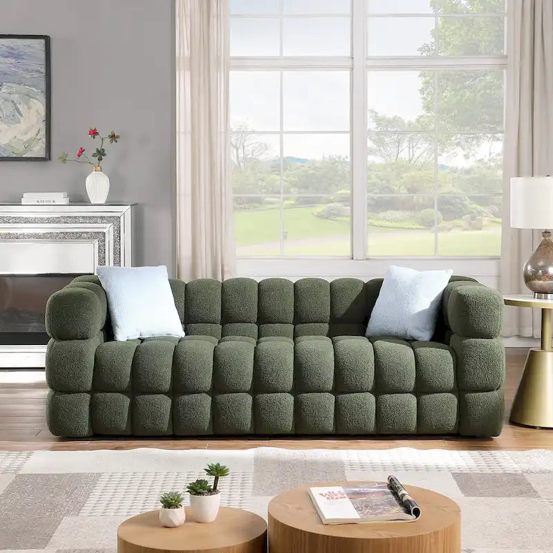 Modern 84.3  Boucle 3-Seater Sofa with Pillows