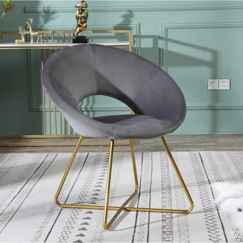 28  Polyester Upholstered Accent Chair with Gold Base
