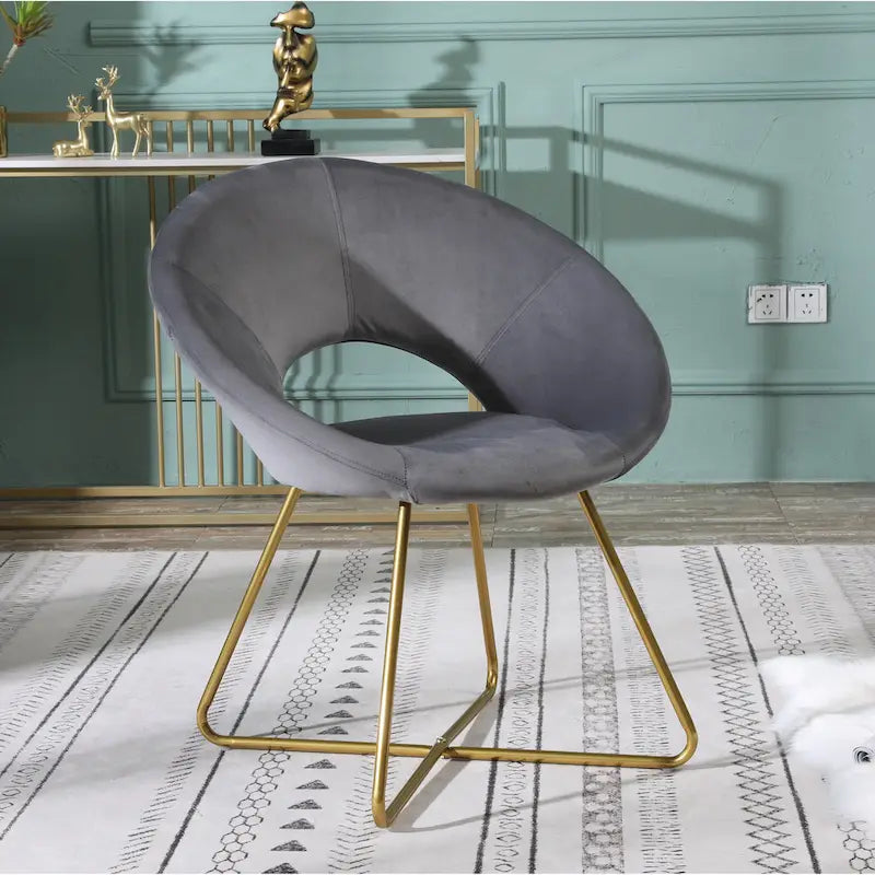 28  Polyester Upholstered Accent Chair with Gold Base