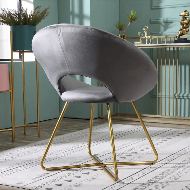 28  Polyester Upholstered Accent Chair with Gold Base