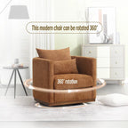 Brown Modern 31.5  Chenille Swivel Accent Chair