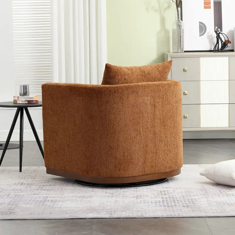 Brown Modern 31.5  Chenille Swivel Accent Chair