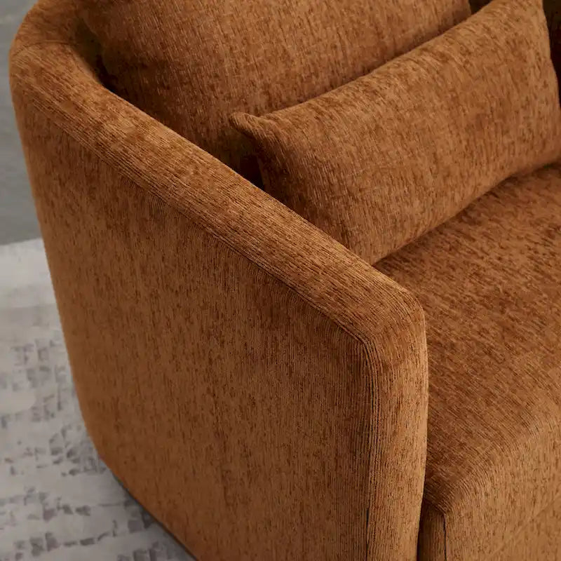 Brown Modern 31.5  Chenille Swivel Accent Chair