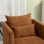 Brown Modern 31.5  Chenille Swivel Accent Chair