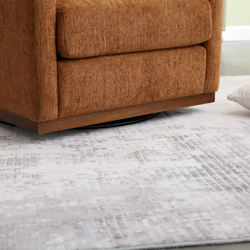 Brown Modern 31.5  Chenille Swivel Accent Chair