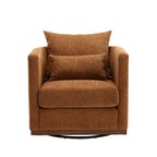 Brown Modern 31.5  Chenille Swivel Accent Chair