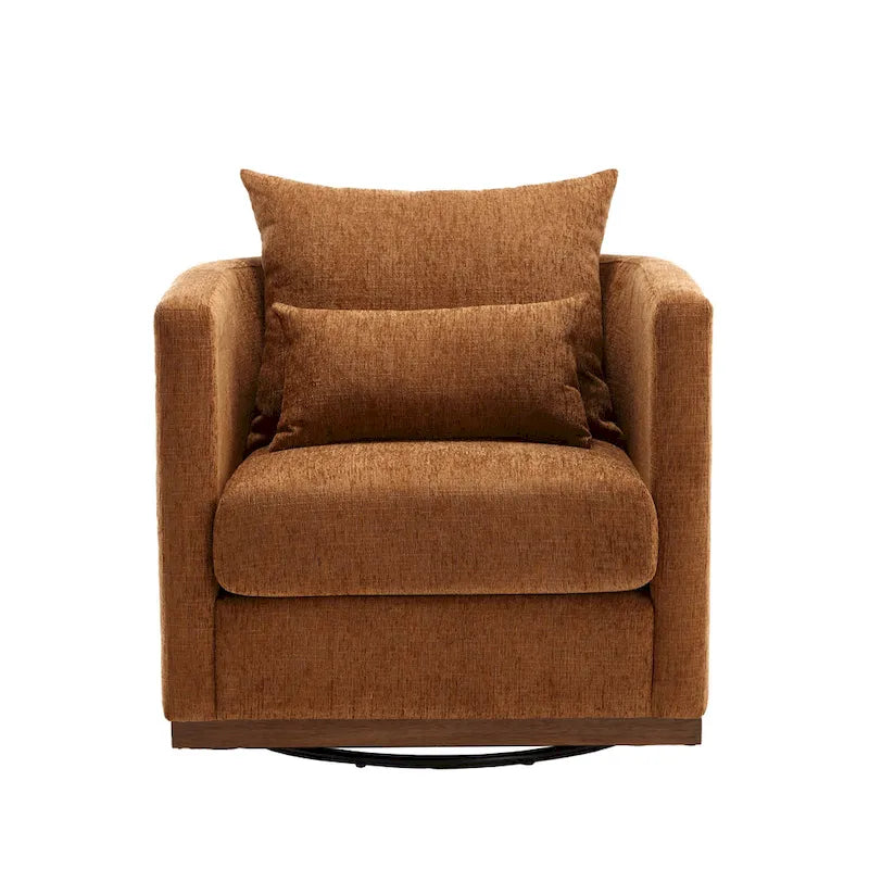 Brown Modern 31.5  Chenille Swivel Accent Chair