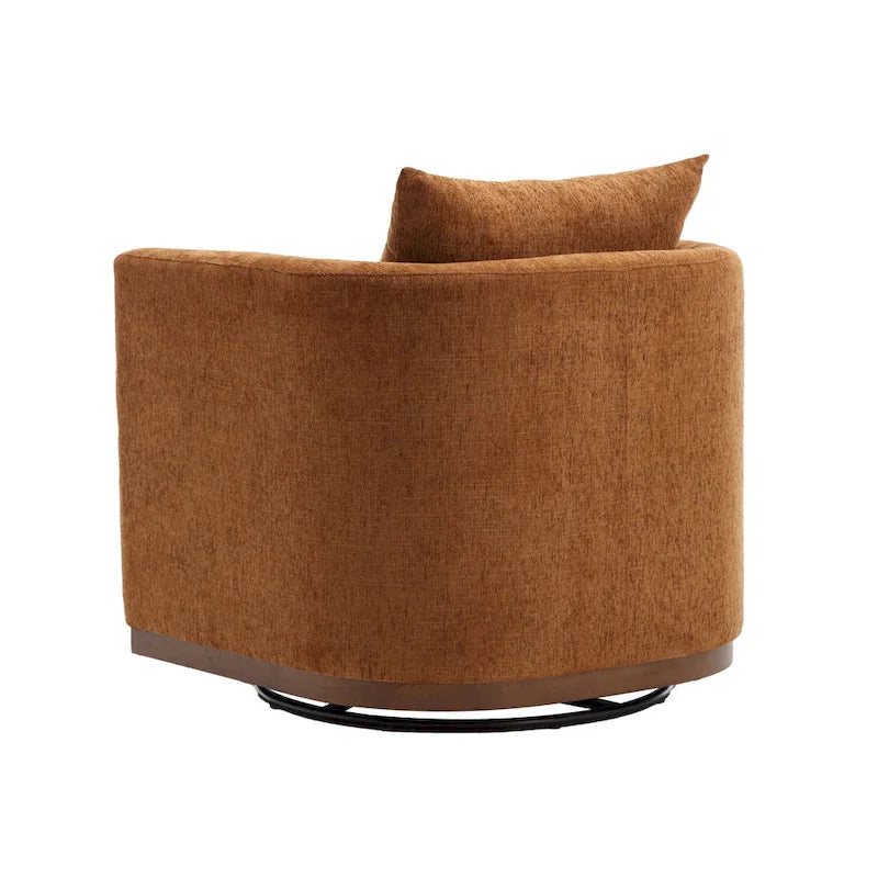 Brown Modern 31.5  Chenille Swivel Accent Chair