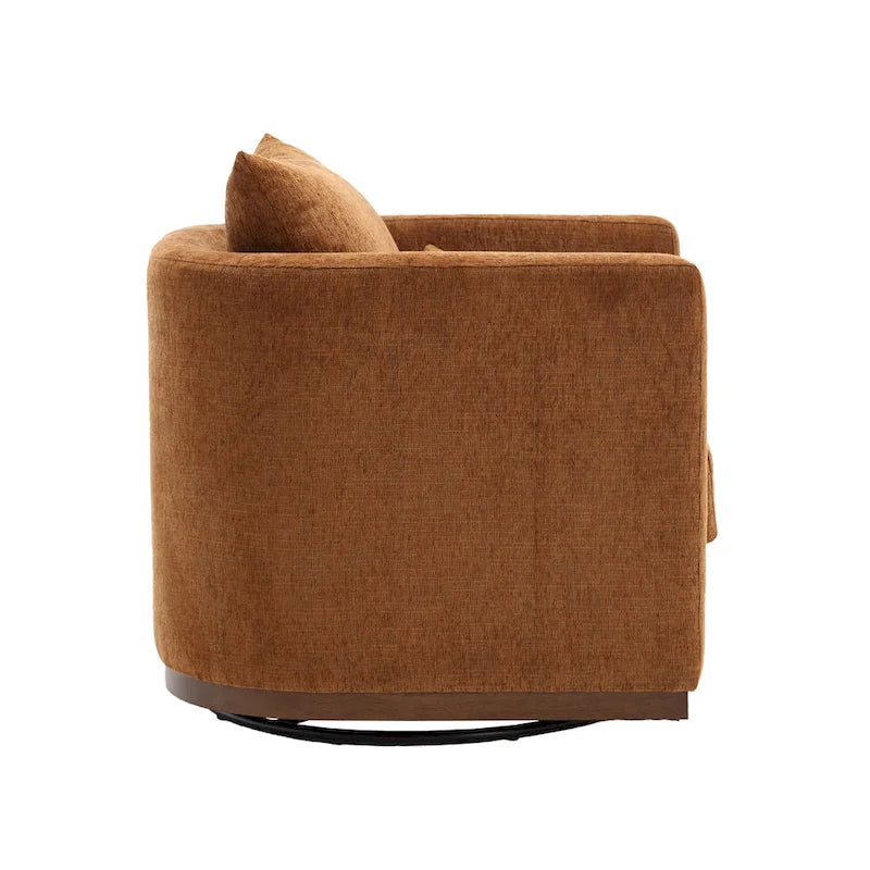 Brown Modern 31.5  Chenille Swivel Accent Chair