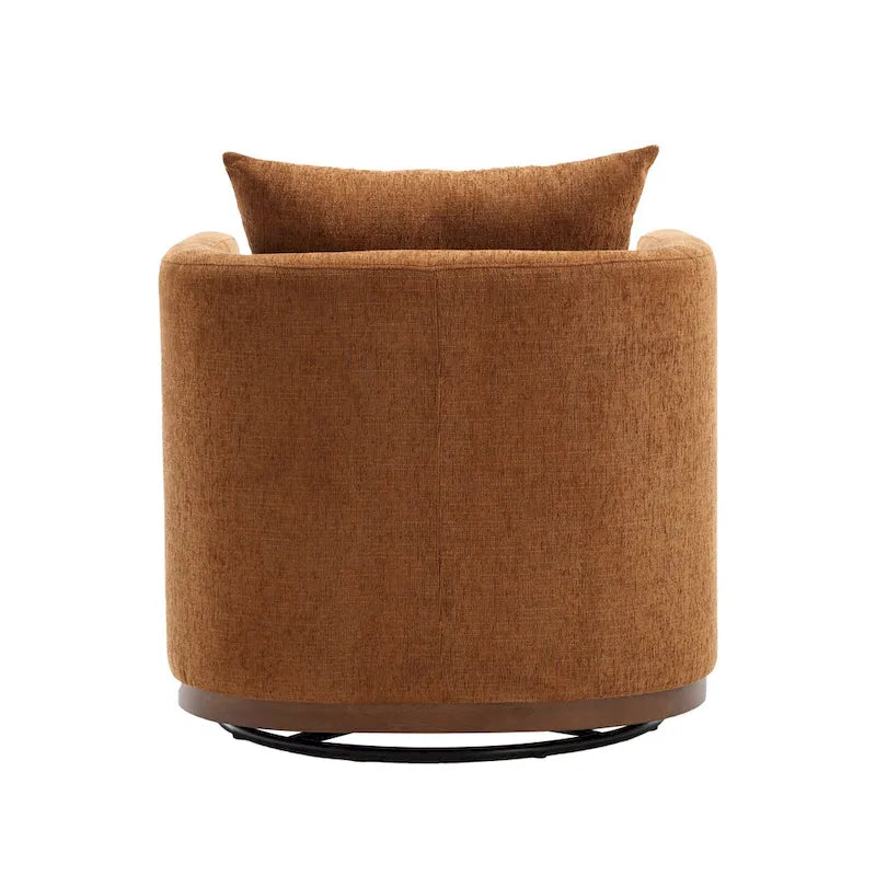 Brown Modern 31.5  Chenille Swivel Accent Chair