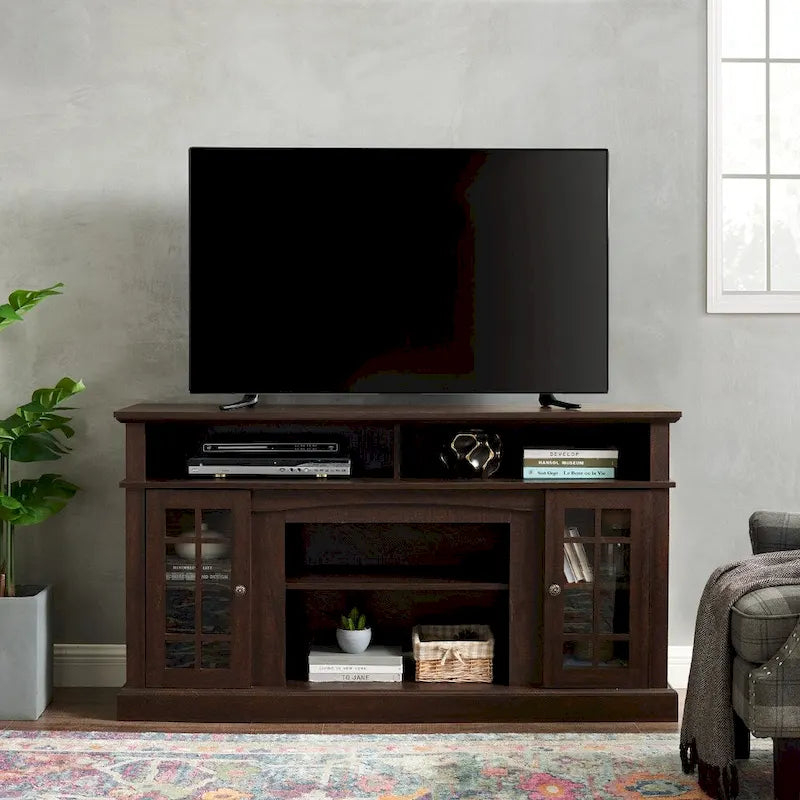 Espresso Classic 58.25  TV Stand with Open & Closed Storage for 65  TVs