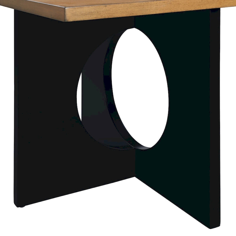 47  Contemporary Wood Rectangular Coffee Table with Clear Tempered Glass Top, Black and Light Espresso Top