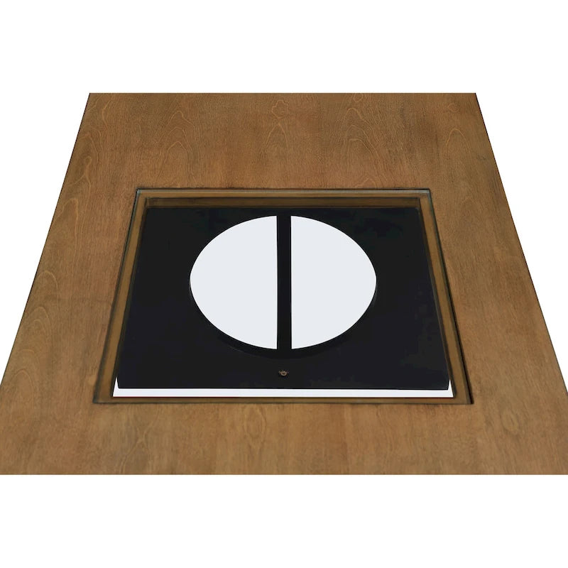 47  Contemporary Wood Rectangular Coffee Table with Clear Tempered Glass Top, Black and Light Espresso Top