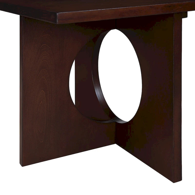 47  Contemporary Wood Rectangular Coffee Table with Clear Tempered Glass Top, Black and Light Espresso Top