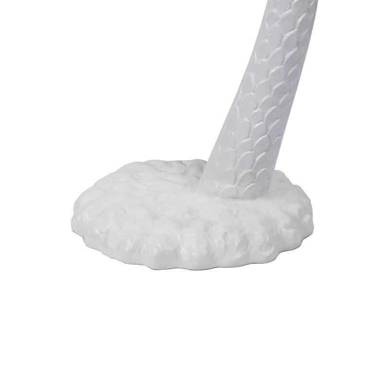 Hedda 24.75  Mid-Century Vintage Glass Top Metal Palm Tree End Table, White, by JONATHAN Y