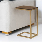 HomeRoots 25  Dark Brown Solid Wood And Steel Frame End Table