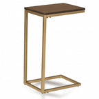 HomeRoots 25  Dark Brown Solid Wood And Steel Frame End Table