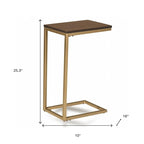 HomeRoots 25  Dark Brown Solid Wood And Steel Frame End Table