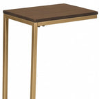 HomeRoots 25  Dark Brown Solid Wood And Steel Frame End Table