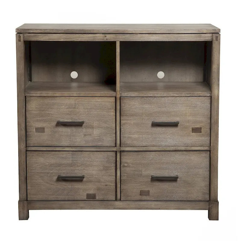 HomeRoots 42  Brown Solid Wood Open Shelving TV Stand - 40  x 41.5  x 18