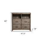 HomeRoots 42  Brown Solid Wood Open Shelving TV Stand - 40  x 41.5  x 18