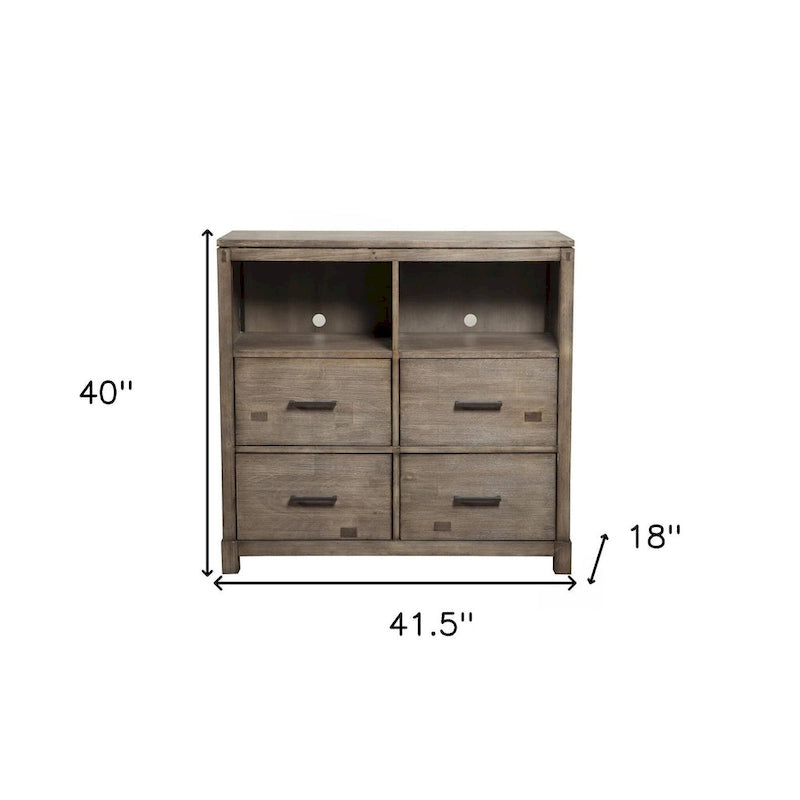 HomeRoots 42  Brown Solid Wood Open Shelving TV Stand - 40  x 41.5  x 18