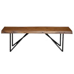 HomeRoots 55  Brown and Black Solid Wood Dining Bench - 55